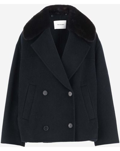 Yves Salomon Wool And Cashmere Double-Breasted Coat - Black