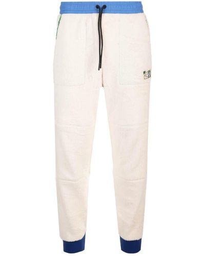 3 MONCLER GRENOBLE Logo Patch Fleece Track Trousers - White