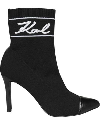 Karl Lagerfeld Sock Ankle Boots - Black