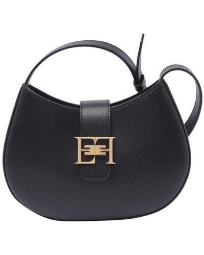 Elisabetta Franchi Logo Plaque Medium Hobo Bag - Blue