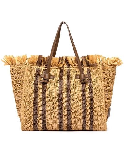 Gianni Chiarini Marcella Shopping Bag With Straw Effect - Brown