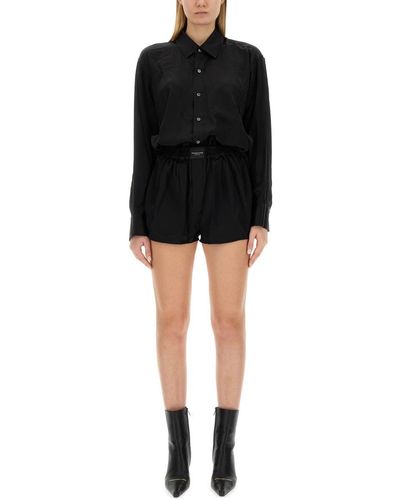 T By Alexander Wang Short Jumpsuit With Boxer Silhouette - Black