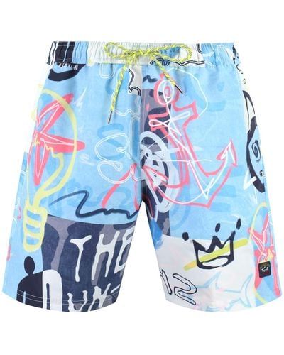 Paul & Shark Printed Swim Shorts - Blue