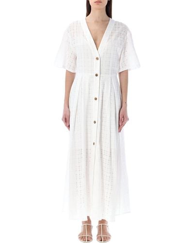 Fabiana Filippi Long Dress Short-sleeved Stretched Dress - White