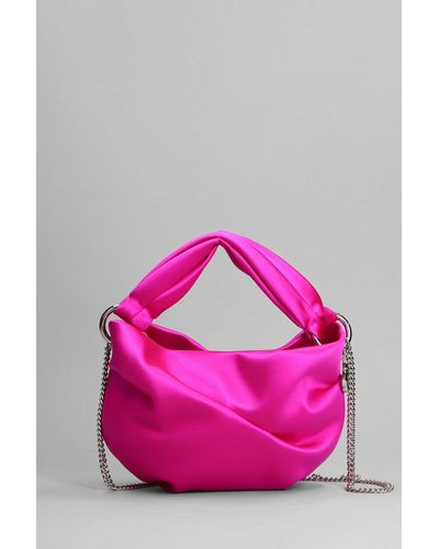 Jimmy Choo Bonny Sat Hand Bag In Fuxia Satin - Pink
