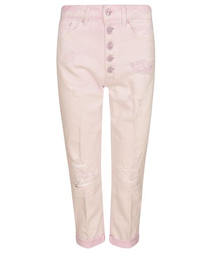 Dondup Buttoned Cropped Jeans - Pink