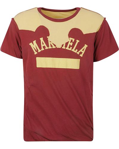 Maison Margiela Logo Printed Crewneck T-shirt - Red