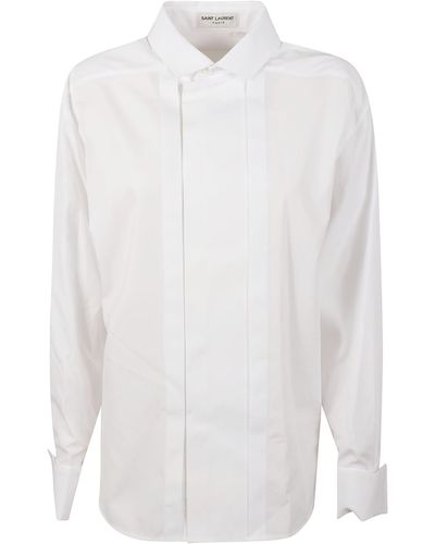 Saint Laurent Pleated Shirt - White