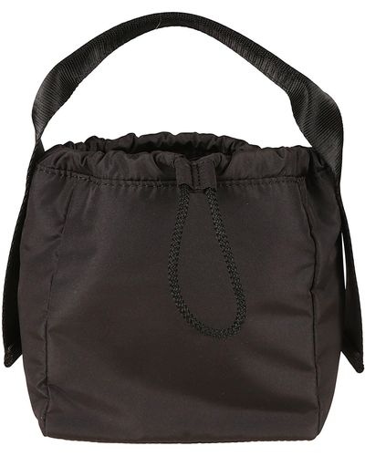 Ganni Drawstring Top Bucket Bag - Black