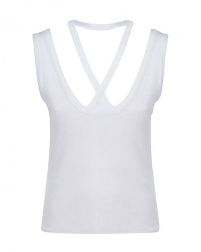 MM6 by Maison Martin Margiela Ribbed Cotton Top - White