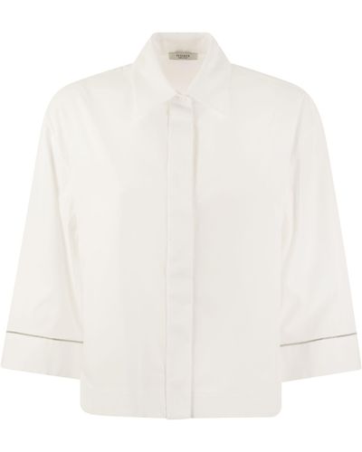 Peserico Plain Cotton Poplin Shirt - White