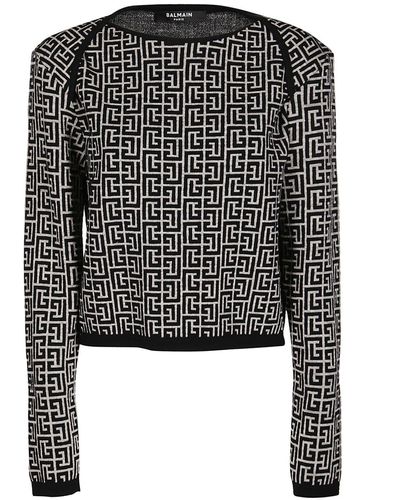 Balmain Monogram Knit Jumper - Black