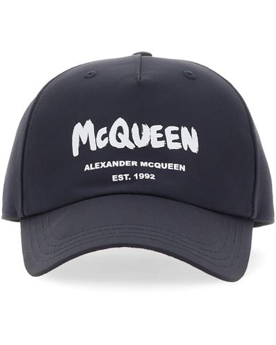 Alexander McQueen Graffiti Logo Hat - Blue