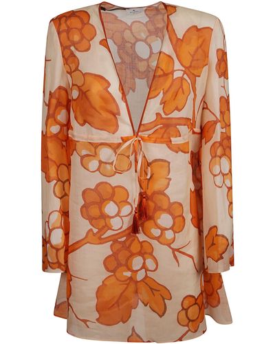 Etro Floral V-neck Printed Blouse - Orange