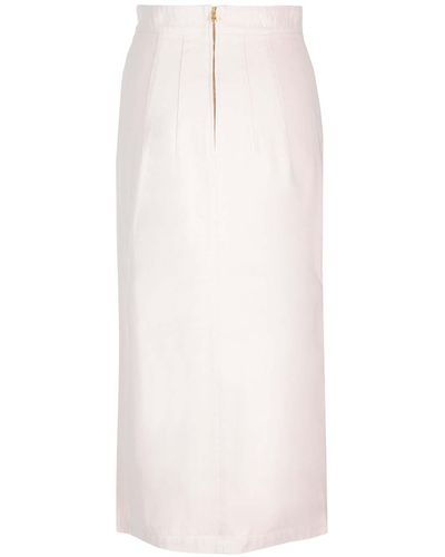 Patou Midi Pencil Skirt With Slit - White