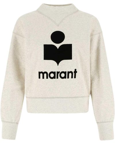 Isabel Marant Melange Sand Cotton Blend Moby Sweatshirt - White