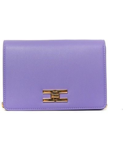Elisabetta Franchi Logo Turn-lock Shoulder Bag - Purple