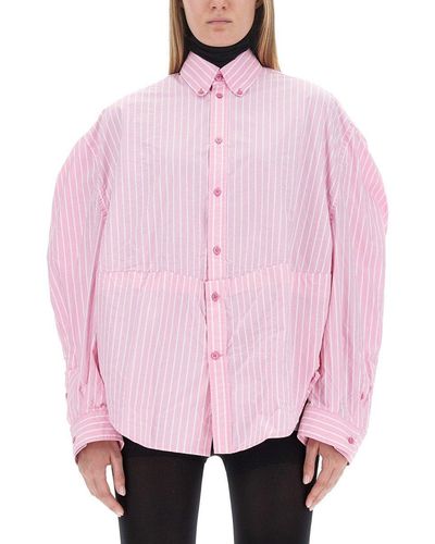 Balenciaga Striped Oversized Shirt - Pink