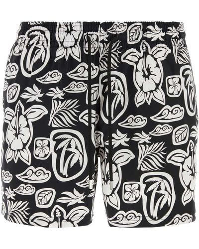 Vilebrequin Printed Stretch Polyester Swimming Shorts - Black
