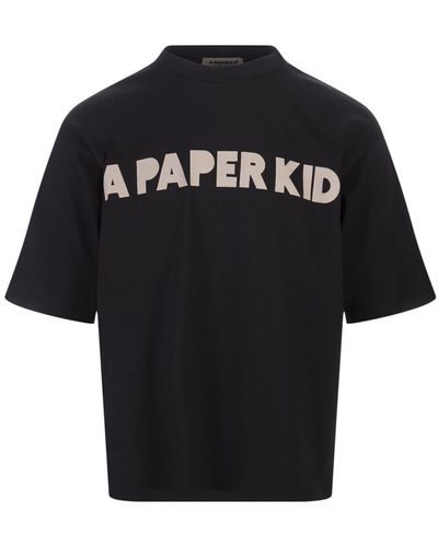 A PAPER KID T-Shirt With Logo On Chest - Black