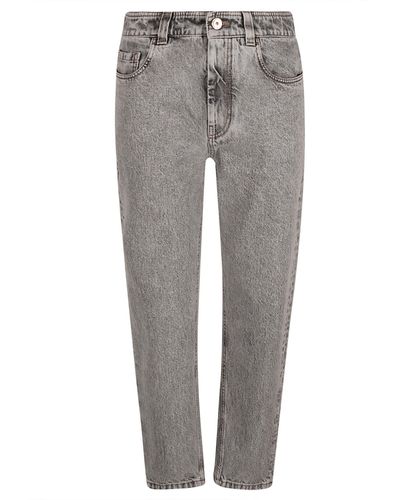 Brunello Cucinelli Button Fitted Jeans - Gray