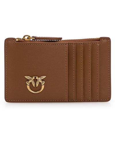 Pinko Card Holder With Logo - Brown