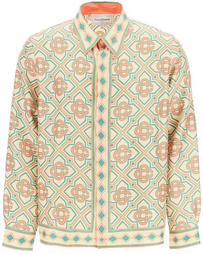 Casablancabrand Diamond Monogram Silk Shirt - Multicolor
