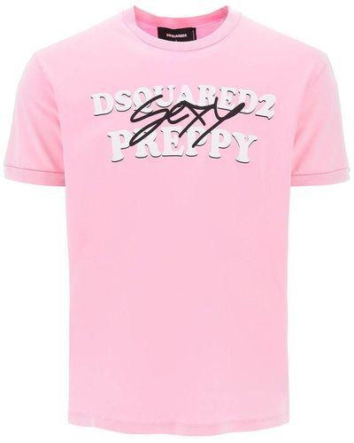 DSquared² Logo-Printed Crewneck T-Shirt - Pink