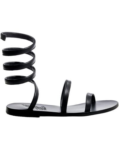Ancient Greek Sandals Ofis Ankle-Wrap Flat Sandals - Black