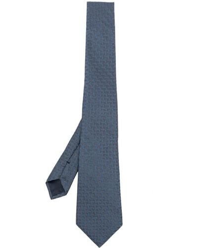 Giorgio Armani Geometric-print Silk Tie - Blue