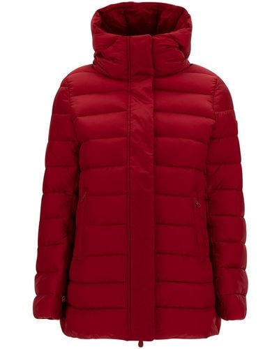 Save The Duck Drimia Long Down Jacket With Tonal Logo Patch - Red