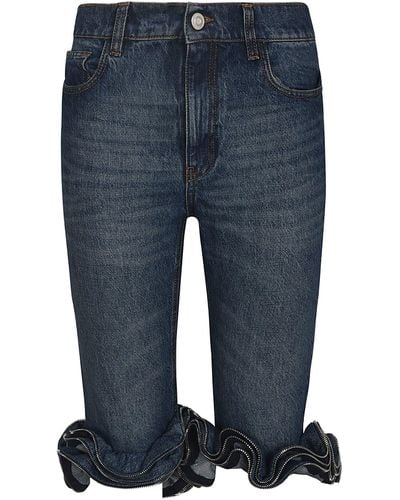 Coperni Ruffle Denim Jeans - Blue