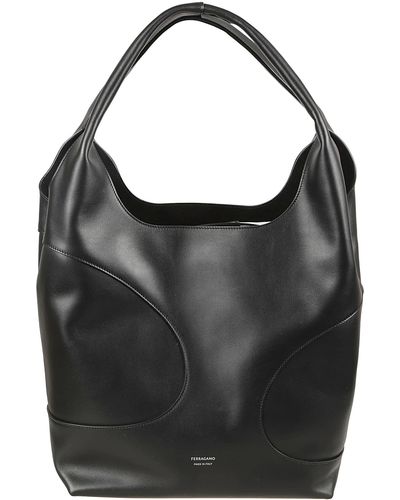 Ferragamo Cut Out Shoulder Bag - Black