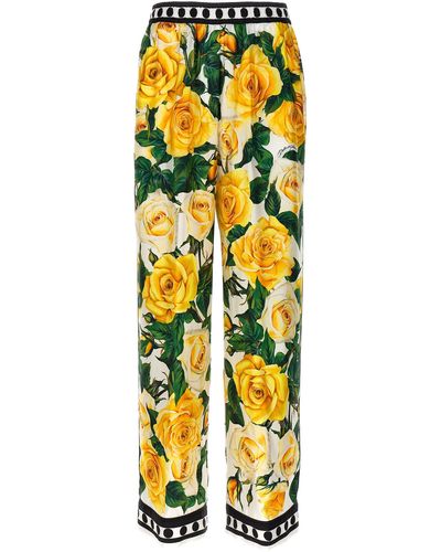 Dolce & Gabbana 'Rose Gialle' Trousers - Yellow