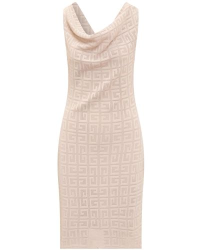 Givenchy 4g Draped Dress In Jacquard - Natural