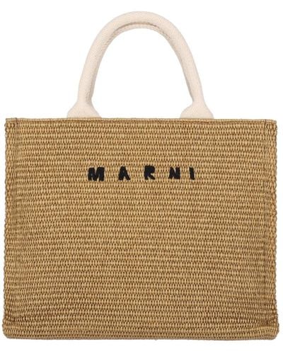 Marni Logo Small Tote Bag - Natural