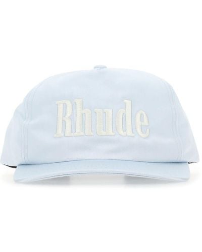 Rhude Pastel Light-blue Satin Baseball Cap - White