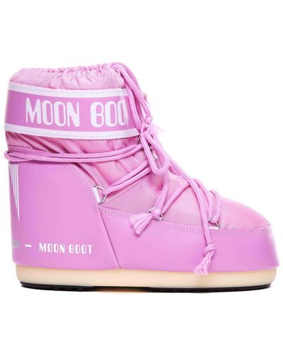 Moon Boot Icon Low 2 Lace-up Nylon Ankle Snow Boots - Pink