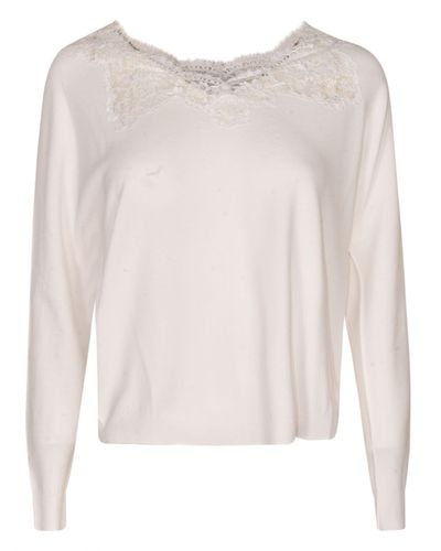 Ermanno Scervino Lace Panelled Ribbed Sweatshirt - Pink