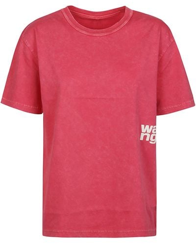 T By Alexander Wang Puff Logo Bound Neck Essential T-Shirt - Pink