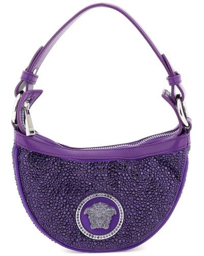 Versace 'repeat' Crystal Mini Hobo Bag - Purple