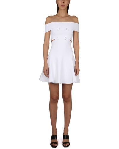 Alexander McQueen Mini Dress With Bare Shoulders - White
