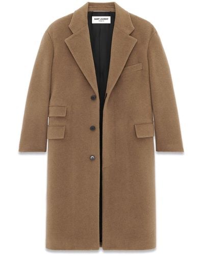 Saint Laurent Oversized Wool Coat - Brown