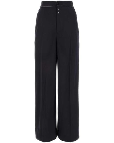 MM6 by Maison Martin Margiela Wide Leg Trousers With Stitching - Black