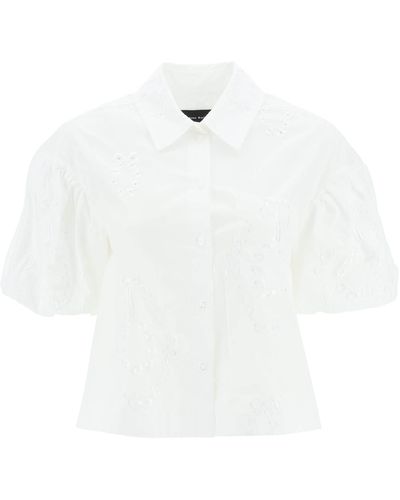 Simone Rocha Cropped Shirt With Embrodered Trim - White