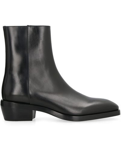 Ferragamo Leather Ankle Boots - Black