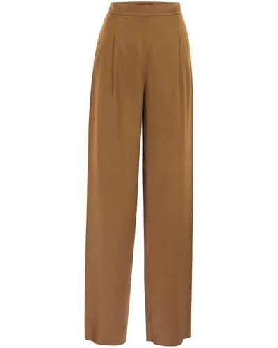 Max Mara Studio Pallida Wide Trousers With Pence - Natural
