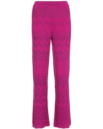Missoni Chevron Knitted Palazzo Trousers - Pink