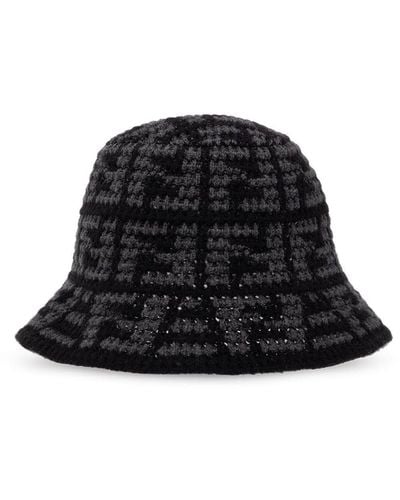 Fendi Monogrammed Bucket Hat, - Black