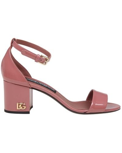 Dolce & Gabbana Pink Paint Leather Sandals